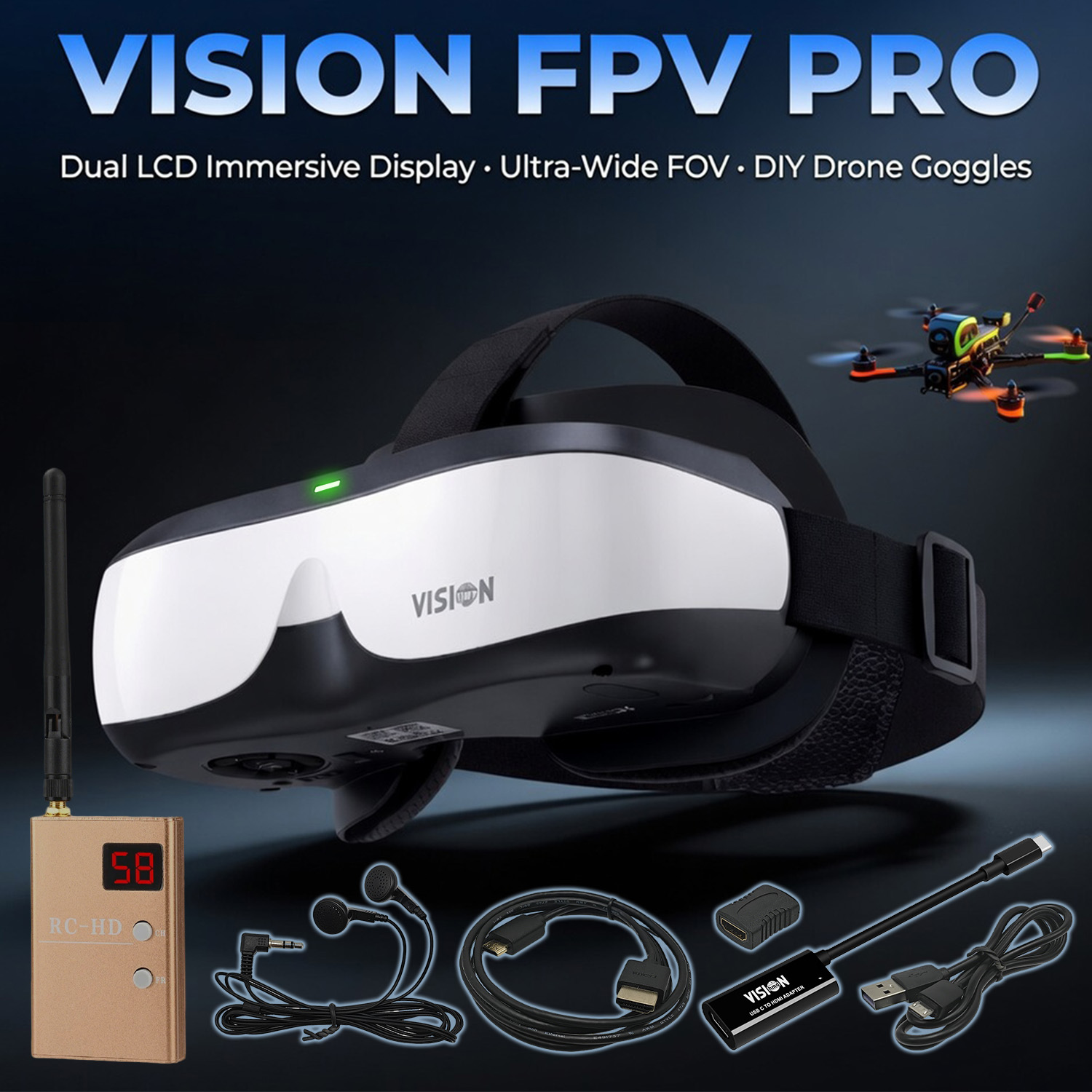 Okulary FPV, Wyświetlacz monto – Skyzone Sky04O Pro Fpv Goggles recenzja i cena